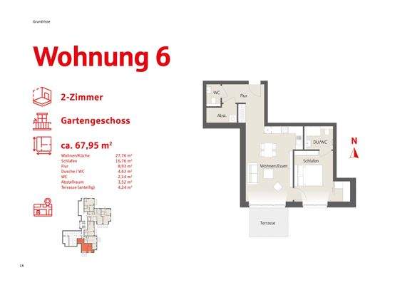 Grundriss Wohnung 6 Gartengeschoss