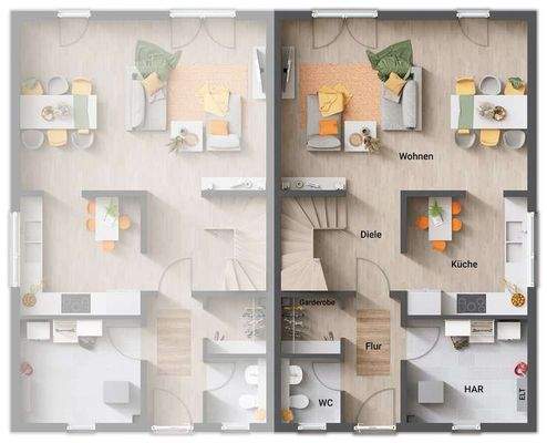 DH Duett 125 Grundriss Erdgeschoss rechts