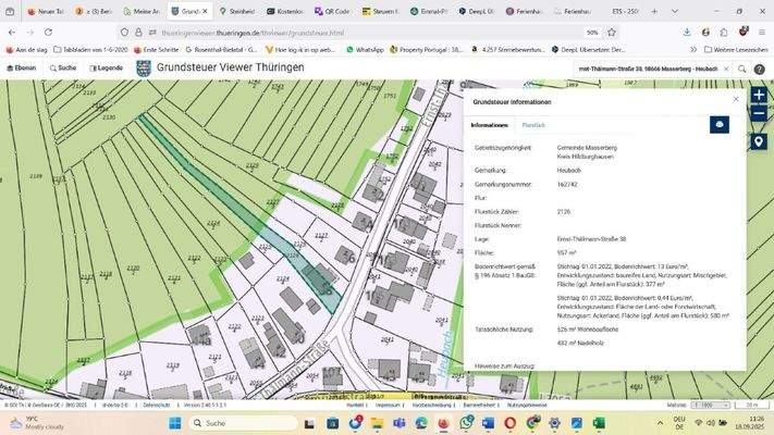Grundstück mit Flst 2126 links