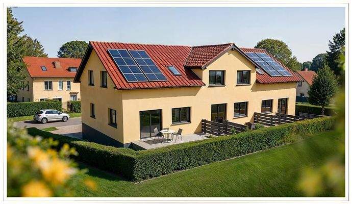 Gartenseite mit Terrasse!