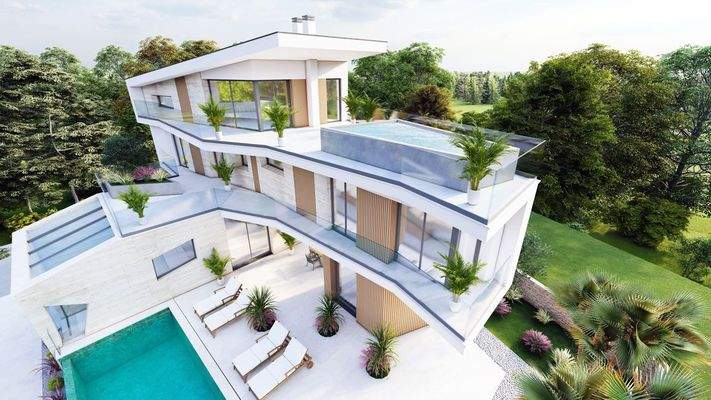 Großzügiger Außenbereich über mehrere Etgen