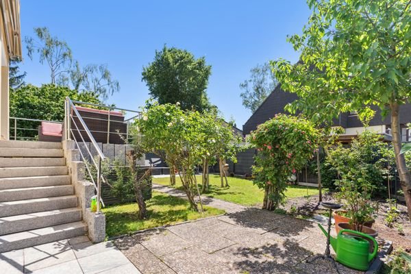 Garten mit Aufgang zur Terrasse