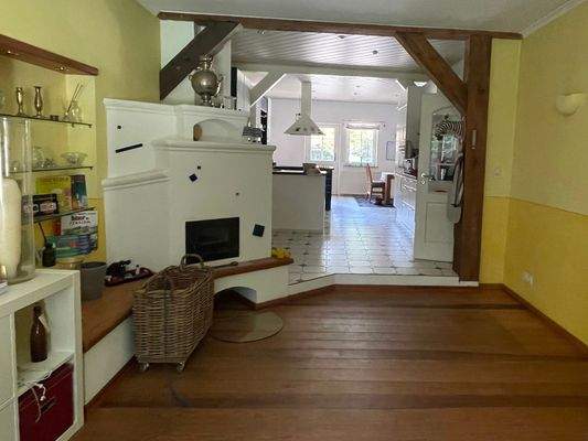 Speicherofen im Wohn-/Essbereich