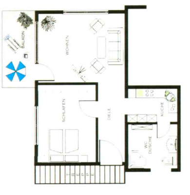 Grundriss 1. OG Wohnung 2