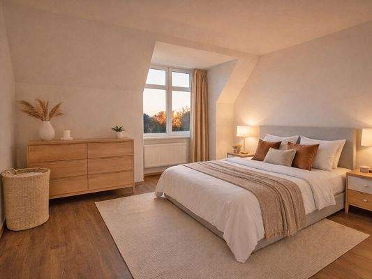 Ein mögliches gemütliches Schlafzimmer. // KI-generiert