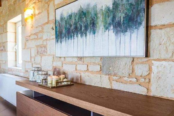 Kreta, Agia Marina: Luxuriöse Steinvilla mit Meer- und Sonnenuntergangsblick zu verkaufen