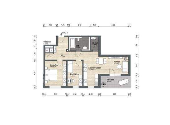 Grundriss EG Wohnung 1