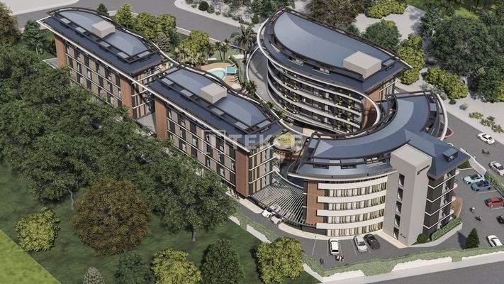 City View Apartments in a Complex with a Pool in Alanya