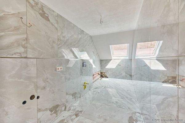Fast fertig: Das zweite Bad im Dachgeschoss