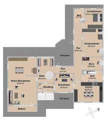 Erdgeschoss: ca. 210 m² Wohnfläche