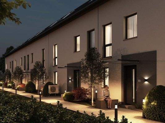 Das Neubau-Ensemble bei Nacht