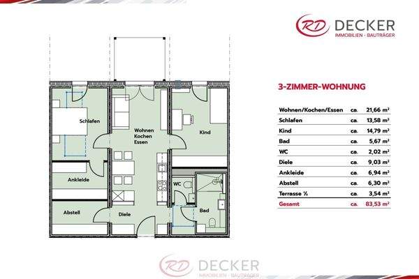 Grundriss 3 Zimmer