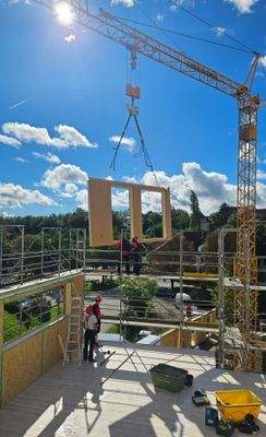 Neubau Grüne Mitte - Aufrichten Holzbau