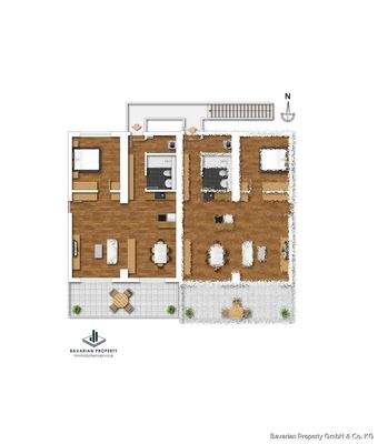 Grundriss Wohnung 3 (Gestaltungsbeispiel)