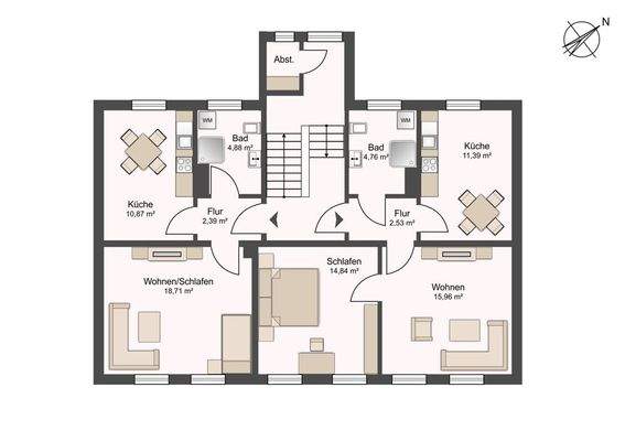 Grundriss 1. + 2. OG