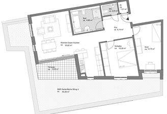 Grundrissalternative mit Küche mit Fenster und innenliegendem Bad