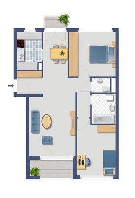 Grundriss Wohnung Nr. 83 gestaltet