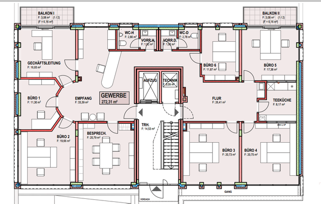 Bürogrundriss Übersicht