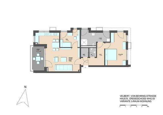 Grundriss WE 3 - Variante 3-Zimmer