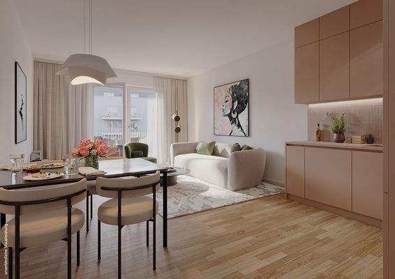 Wohnzimmer + Essbereich Dünenhaus WE 218