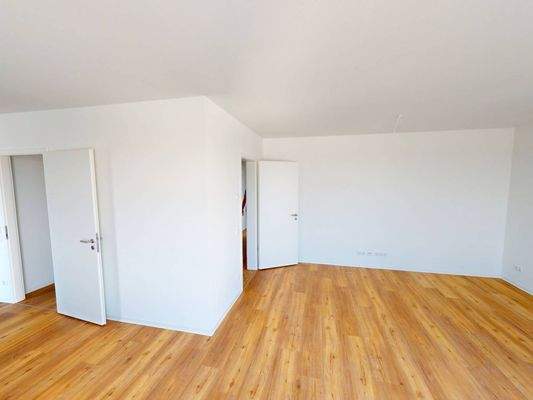 Ansicht IV: Wohn- und Esszimmer mit offenem Küchenbereich