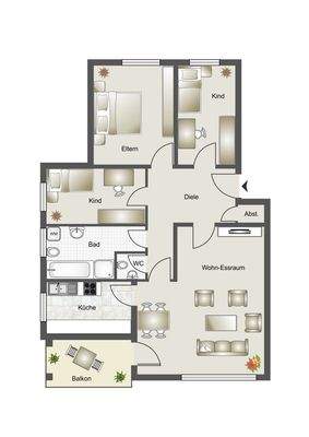 Erdgeschoss Grundriss/Möblierung nicht maßstabsget