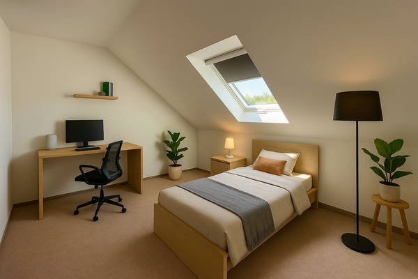 33) Dachgeschoss: Ein Schlafzimmer - Teilansicht