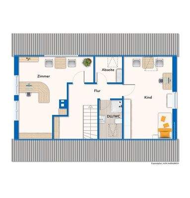 Dachgeschoss mit Mustermöblierung