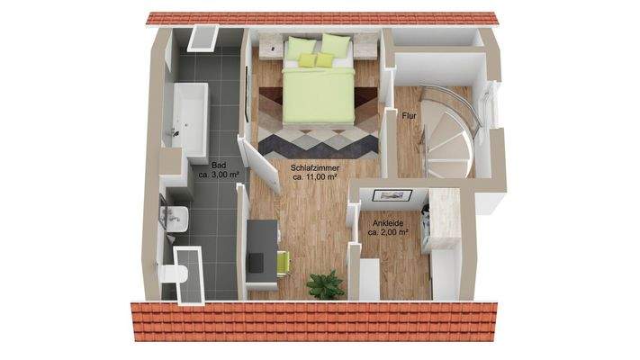 Grundriss DG - hinteres Wohnhaus