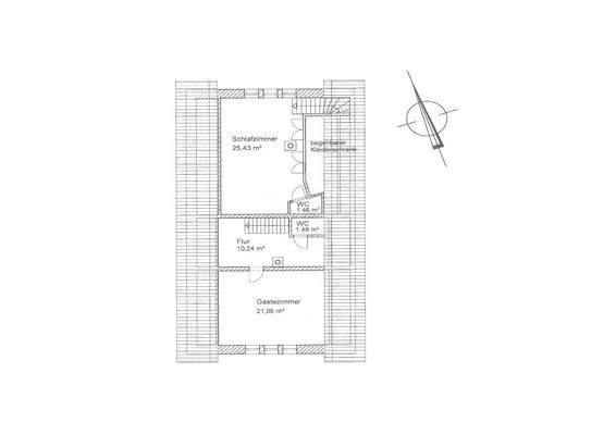 Grundriss DG Wohnhaus mit Bemaßung