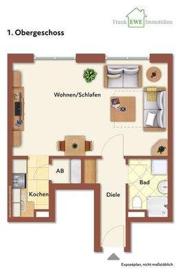Grundriss ImmoG low, 1-Zimmer-Wohnung zum Kauf in Düsseldorf Hassels, Frank Ewe Immobilienmakler Düsseldorf Hassels