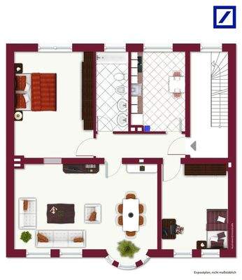 Grundriss möbliert.