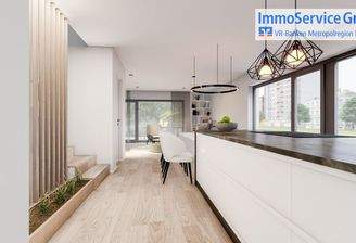 Visualisierung Küche Wohnzimmer Haus in Haus Stadthaus