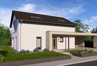 Hausansicht mit Carport