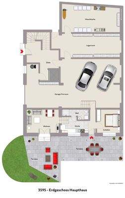 Grundriss EG Haupthaus visualisiert 3595