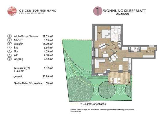 Grundriss Wohnung 1 - Silberblatt