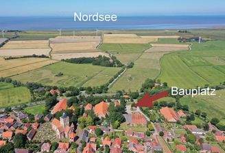 Luftfoto Grundstück und Nordsee mit Bezeichnung