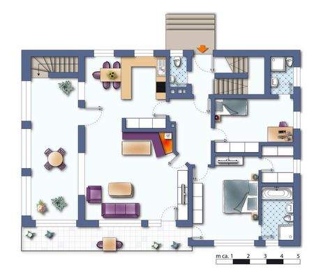 Obergeschoss mit Möblierung