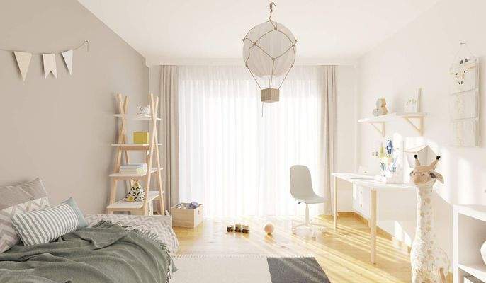 Ein hell erleuchtetes Kinderzimmer