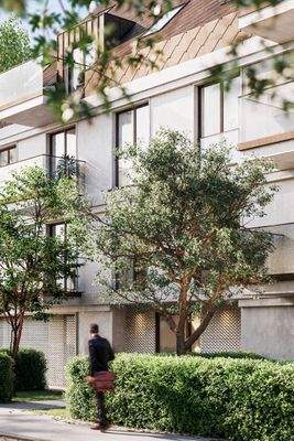 Die Außenfassade präsentiert sich in moderner und einladender Gestaltung