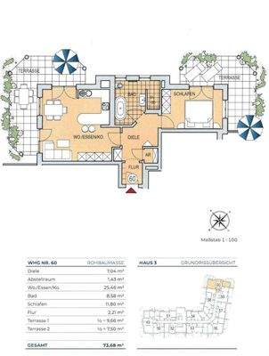 Grundriss Whg 60 - 2-Zimmer Garten