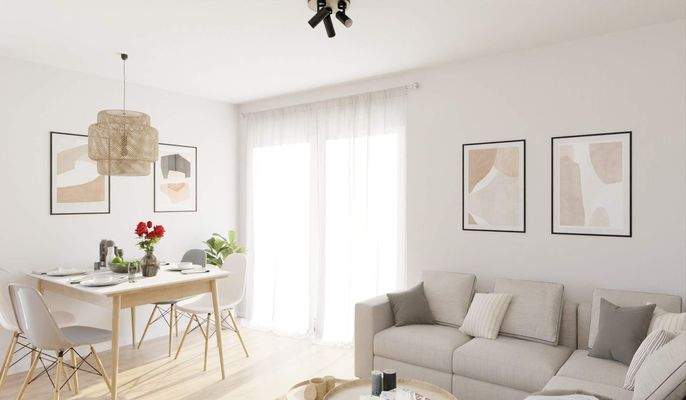 Lichtdurchfluteter Wohnbereich dank bodentiefer Fe