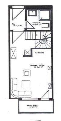 Wohnungsgrundriss / untere Ebene