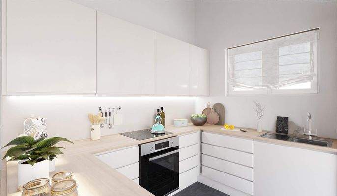 Die offene Wohnküche lädt zu gemeinsamen Mahlzeiten ein