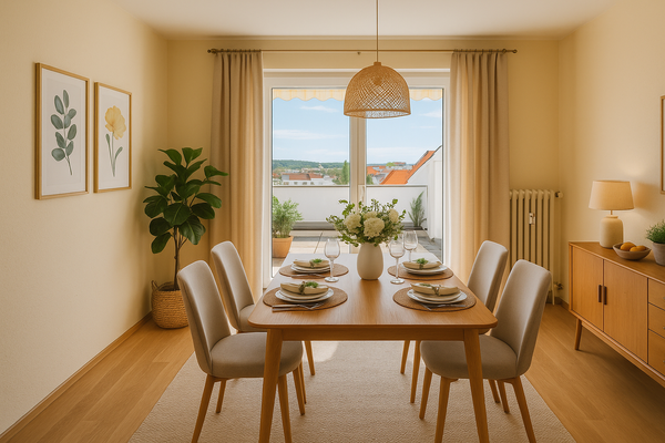 Einrichtungsbeispiel Esszimmer KI generiert 