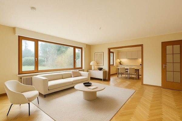 Home-Staging_Wohnzimmer mit Eßzimmer (KI generiert)