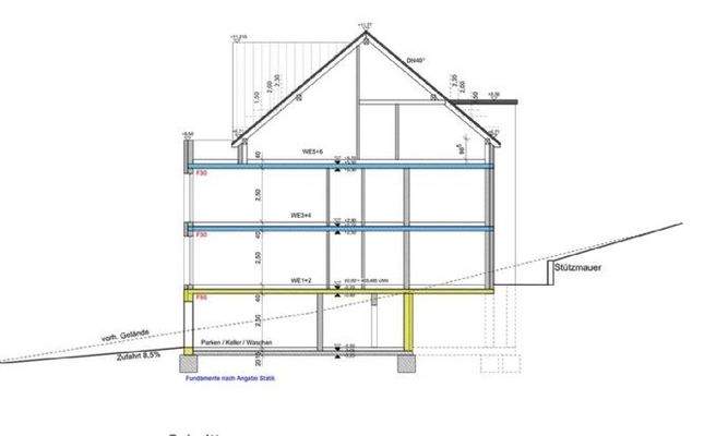 Bauzeichnungen , schnitt a-a, 22
