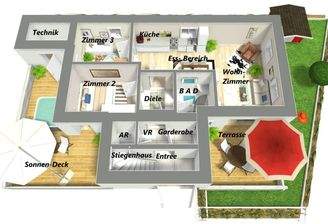 béschriftet  - Wohnung Bad Strassgang AW - 3D Foto