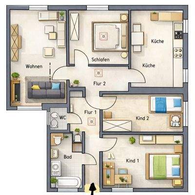 MustergrundrissOG4ZimmerKDBGästeWC