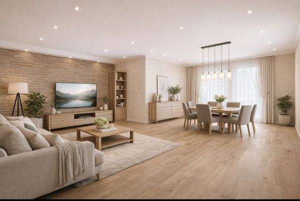 Wohn-und Essbereich virtuell gestaget